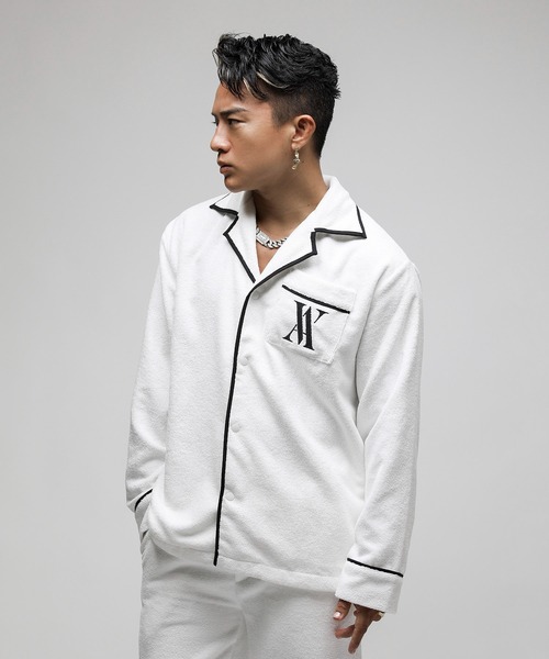 VANQUISH（ヴァンキッシュ）の「VANQUISH / ヴァンキッシュ パイル オープンカラー 長袖シャツ（シャツ/ブラウス・メンズ・ホワイト/ブラック・L/M）」の2枚目の写真