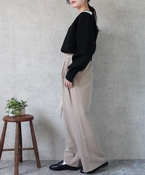 SELECT LEVERY(セレクトリベリー)の「チルデンVネックニットプルオーバー(ニット/セーター・レディース・アイボリー/ブラック・FREE)」の21枚目の写真