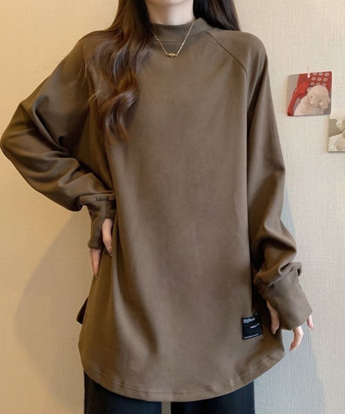 SallyLunn（サリーラン）の「ボトルネックラグラントップス（Tシャツ/カットソー・レディース・スミクロ/ブラウン/ベージュ・MEDIUM/LARGE）」の3枚目の写真