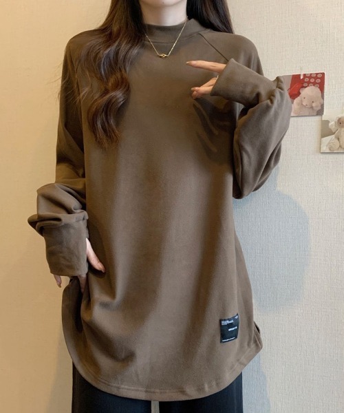 SallyLunn（サリーラン）の「ボトルネックラグラントップス（Tシャツ/カットソー・レディース・スミクロ/ブラウン/ベージュ・MEDIUM/LARGE）」の9枚目の写真