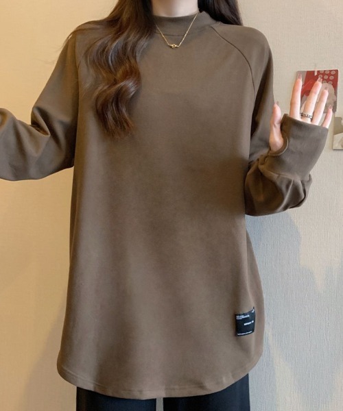SallyLunn（サリーラン）の「ボトルネックラグラントップス（Tシャツ/カットソー・レディース・スミクロ/ブラウン/ベージュ・MEDIUM/LARGE）」の7枚目の写真
