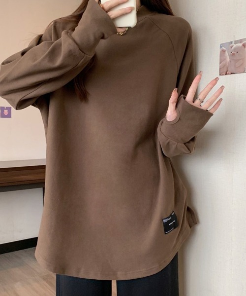 SallyLunn（サリーラン）の「ボトルネックラグラントップス（Tシャツ/カットソー・レディース・スミクロ/ブラウン/ベージュ・MEDIUM/LARGE）」の13枚目の写真