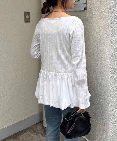 CIAOPANIC TYPY(チャオパニックティピー)の「裾バルーンランダムリブトップス(Tシャツ/カットソー・レディース・ブラック/ベージュ/ホワイト・ONE SIZE)」の7枚目の写真