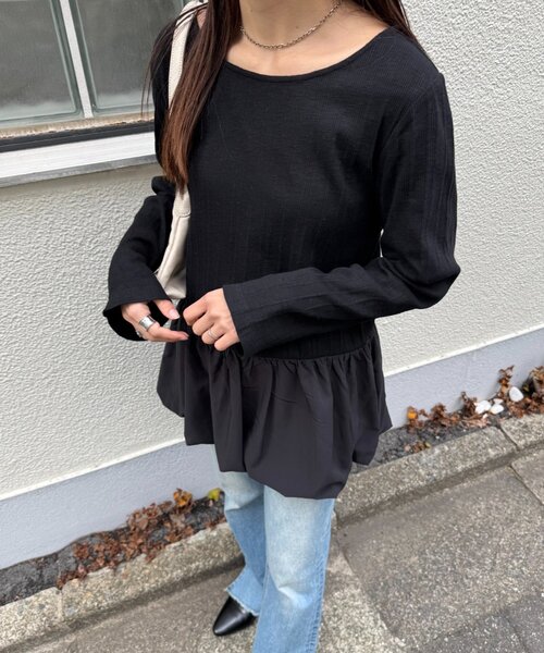 CIAOPANIC TYPY(チャオパニックティピー)の「裾バルーンランダムリブトップス(Tシャツ/カットソー・レディース・ブラック/ベージュ/ホワイト・ONE SIZE)」の17枚目の写真