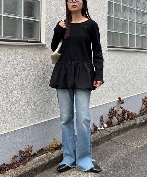 CIAOPANIC TYPY(チャオパニックティピー)の「裾バルーンランダムリブトップス(Tシャツ/カットソー・レディース・ブラック/ベージュ/ホワイト・ONE SIZE)」の18枚目の写真
