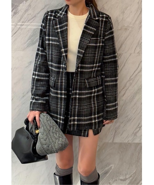 LUDICRUM（ルーディクルム）の「Wool check jacket（テーラードジャケット・レディース・ブラウン/ブラック・FREE）」の3枚目の写真