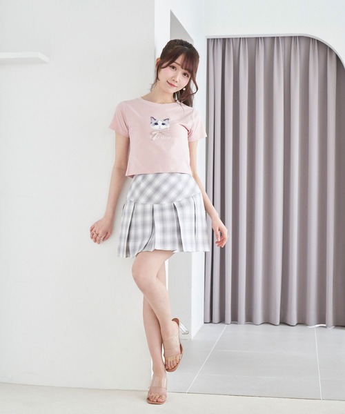 Rose Muse(ロゼミューズ)の「Check pleats mini skirt(スカート・レディース・ベージュ/グレー・MEDIUM/SMALL)」の4枚目の写真
