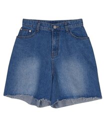 サマー ワイドカッティングデニムショートパンツ