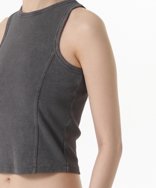 MUSINSA STANDARD WOMAN（ムシンサスタンダードウーマン）の「ウィメンズリブドピグメントレーサーバックタンクトップ[ダークグレー]（Tシャツ/カットソー・レディース・その他・LARGE/MEDIUM/SMALL/X-SMALL）」の5枚目の写真