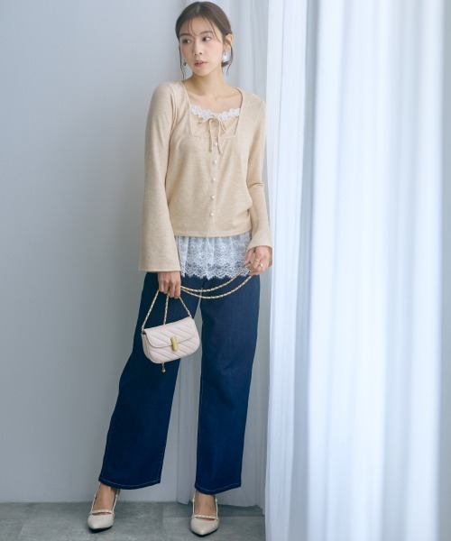 marun（マルン）の「＜大きいサイズ＞バック編み上げデニムパンツ marun（その他パンツ・レディース・ネイビー/サックスブルー・5L/4L/3L/LL/L）」の3枚目の写真