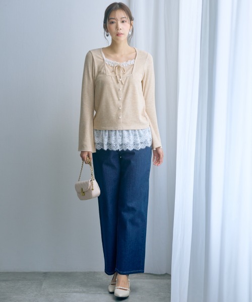 marun（マルン）の「＜大きいサイズ＞バック編み上げデニムパンツ marun（その他パンツ・レディース・ネイビー/サックスブルー・5L/4L/3L/LL/L）」の7枚目の写真