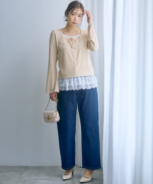 marun（マルン）の「＜大きいサイズ＞バック編み上げデニムパンツ marun（その他パンツ・レディース・ネイビー/サックスブルー・5L/4L/3L/LL/L）」の8枚目の写真