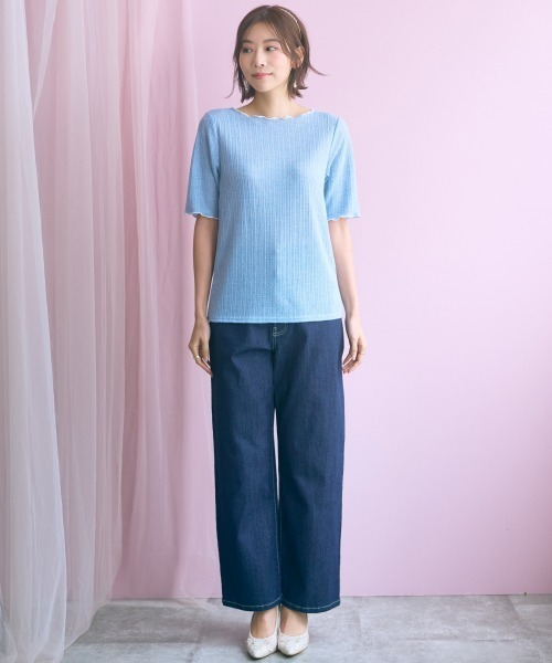 marun（マルン）の「＜大きいサイズ＞バック編み上げデニムパンツ marun（その他パンツ・レディース・ネイビー/サックスブルー・5L/4L/3L/LL/L）」の9枚目の写真