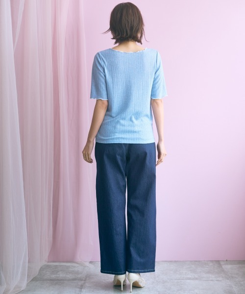 marun（マルン）の「＜大きいサイズ＞バック編み上げデニムパンツ marun（その他パンツ・レディース・ネイビー/サックスブルー・5L/4L/3L/LL/L）」の11枚目の写真