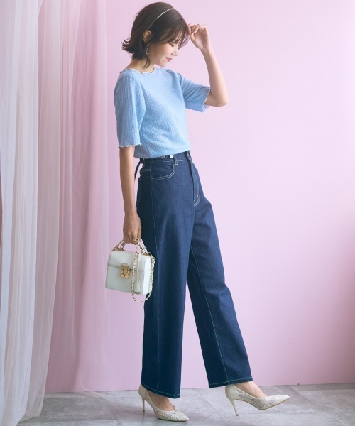 marun（マルン）の「＜大きいサイズ＞バック編み上げデニムパンツ marun（その他パンツ・レディース・ネイビー/サックスブルー・5L/4L/3L/LL/L）」の13枚目の写真