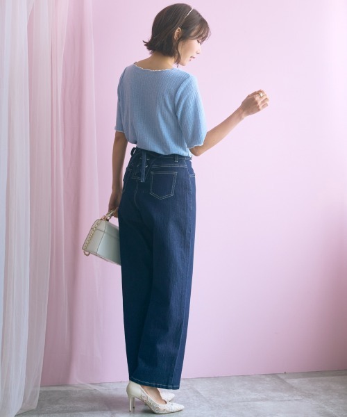 marun（マルン）の「＜大きいサイズ＞バック編み上げデニムパンツ marun（その他パンツ・レディース・ネイビー/サックスブルー・5L/4L/3L/LL/L）」の15枚目の写真