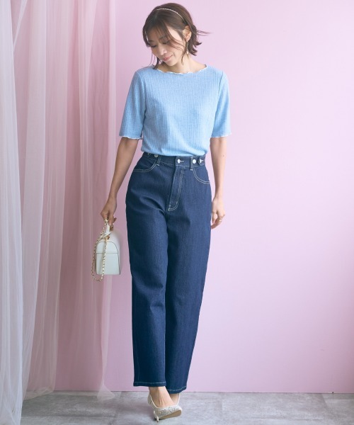 marun（マルン）の「＜大きいサイズ＞バック編み上げデニムパンツ marun（その他パンツ・レディース・ネイビー/サックスブルー・5L/4L/3L/LL/L）」の17枚目の写真