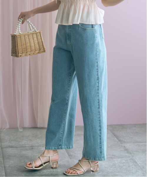 marun(マルン)の「<大きいサイズ>バック編み上げデニムパンツ marun(その他パンツ・レディース・ネイビー/サックスブルー・5L/4L/3L/LL/L)」の7枚目の写真