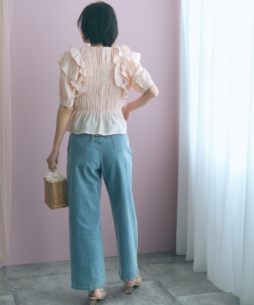 marun(マルン)の「<大きいサイズ>バック編み上げデニムパンツ marun(その他パンツ・レディース・ネイビー/サックスブルー・5L/4L/3L/LL/L)」の9枚目の写真