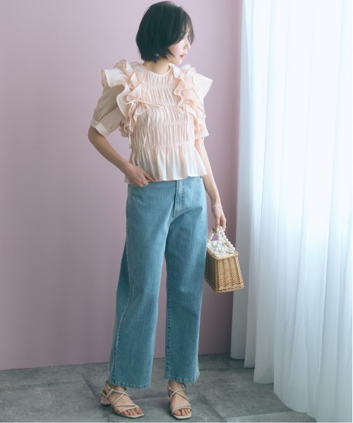 marun(マルン)の「<大きいサイズ>バック編み上げデニムパンツ marun(その他パンツ・レディース・ネイビー/サックスブルー・5L/4L/3L/LL/L)」の10枚目の写真