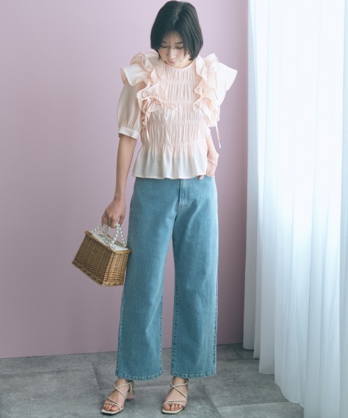 marun(マルン)の「<大きいサイズ>バック編み上げデニムパンツ marun(その他パンツ・レディース・ネイビー/サックスブルー・5L/4L/3L/LL/L)」の11枚目の写真