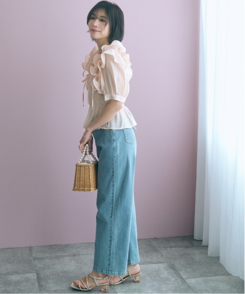 marun(マルン)の「<大きいサイズ>バック編み上げデニムパンツ marun(その他パンツ・レディース・ネイビー/サックスブルー・5L/4L/3L/LL/L)」の12枚目の写真