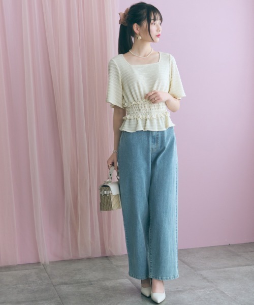 marun(マルン)の「<大きいサイズ>バック編み上げデニムパンツ marun(その他パンツ・レディース・ネイビー/サックスブルー・5L/4L/3L/LL/L)」の14枚目の写真