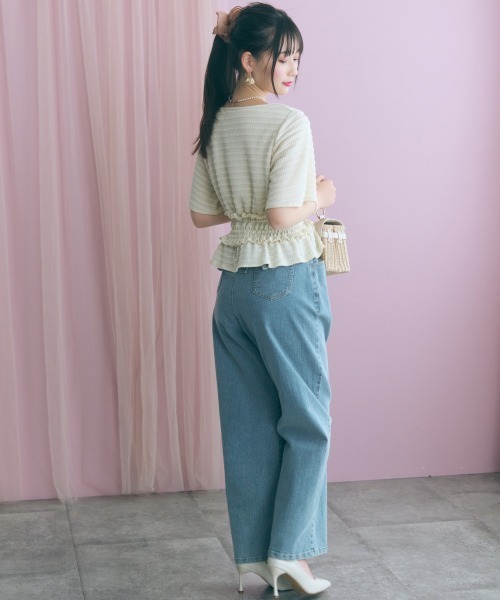 marun(マルン)の「<大きいサイズ>バック編み上げデニムパンツ marun(その他パンツ・レディース・ネイビー/サックスブルー・5L/4L/3L/LL/L)」の16枚目の写真