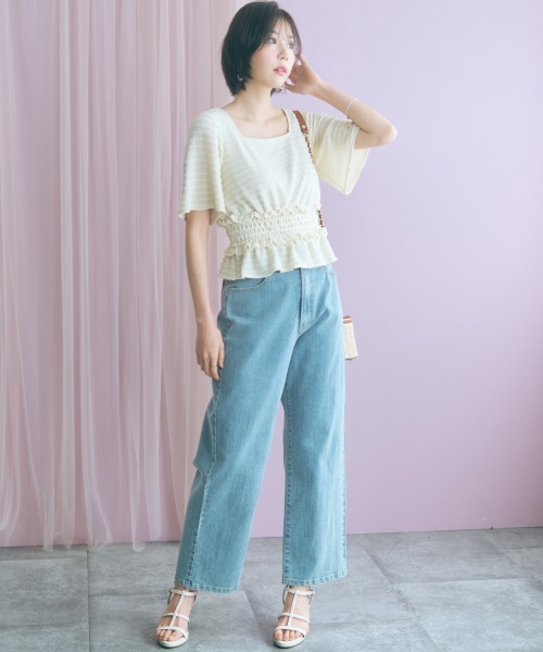 marun(マルン)の「<大きいサイズ>バック編み上げデニムパンツ marun(その他パンツ・レディース・ネイビー/サックスブルー・5L/4L/3L/LL/L)」の4枚目の写真