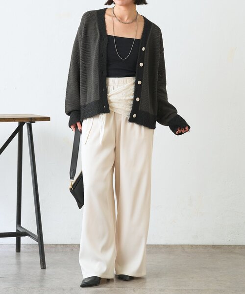 Jena espace merveilleux（ジェナ　エスパスメルヴェイユ）の「【マルチに使えるレーススカーフ付き】ワイドパンツ（その他パンツ・レディース・アイボリー/ベージュ・FREE）」の3枚目の写真