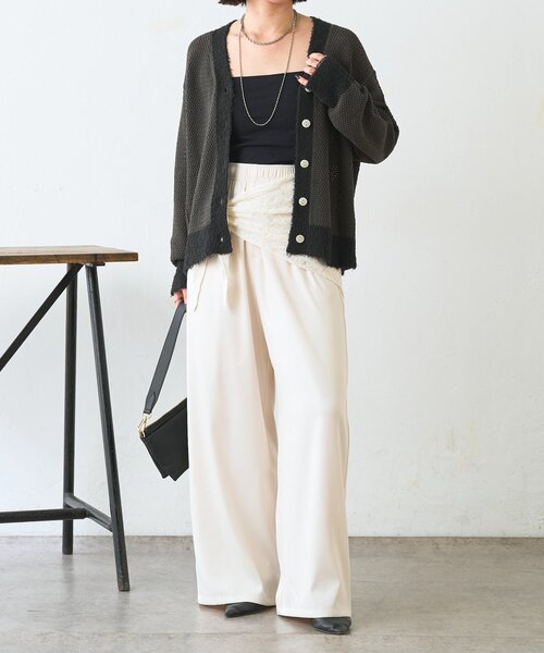 Jena espace merveilleux（ジェナ　エスパスメルヴェイユ）の「【マルチに使えるレーススカーフ付き】ワイドパンツ（その他パンツ・レディース・アイボリー/ベージュ・FREE）」の4枚目の写真