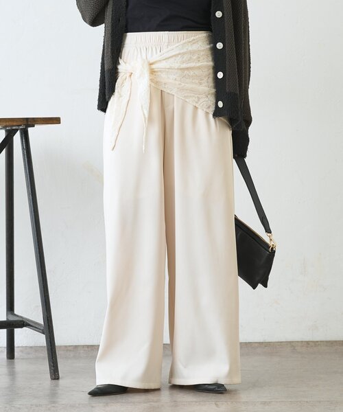 Jena espace merveilleux（ジェナ　エスパスメルヴェイユ）の「【マルチに使えるレーススカーフ付き】ワイドパンツ（その他パンツ・レディース・アイボリー/ベージュ・FREE）」の7枚目の写真