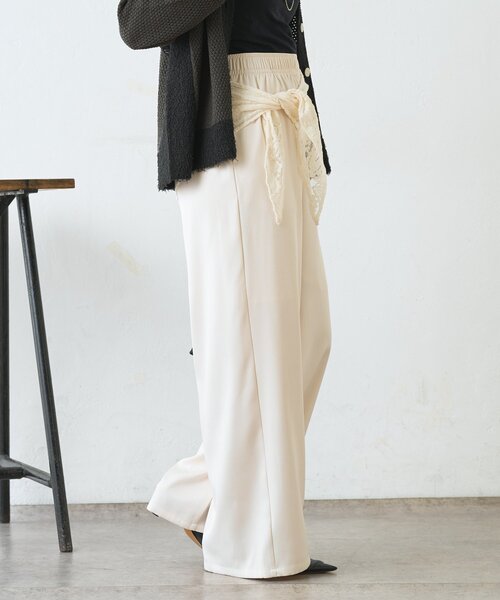 Jena espace merveilleux（ジェナ　エスパスメルヴェイユ）の「【マルチに使えるレーススカーフ付き】ワイドパンツ（その他パンツ・レディース・アイボリー/ベージュ・FREE）」の10枚目の写真