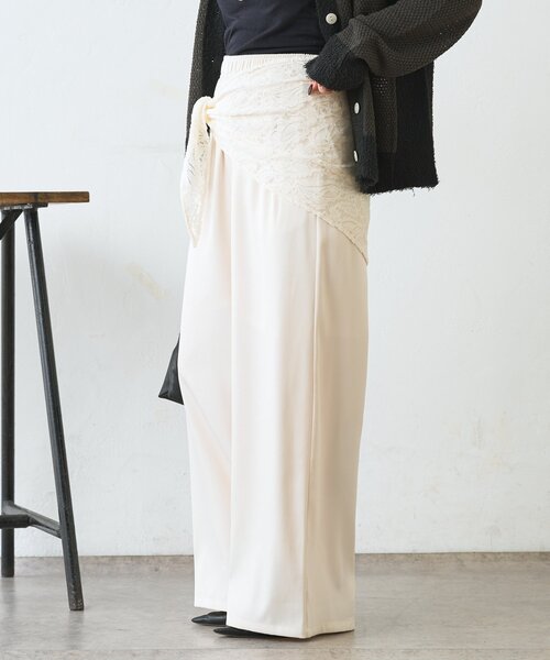 Jena espace merveilleux（ジェナ　エスパスメルヴェイユ）の「【マルチに使えるレーススカーフ付き】ワイドパンツ（その他パンツ・レディース・アイボリー/ベージュ・FREE）」の11枚目の写真