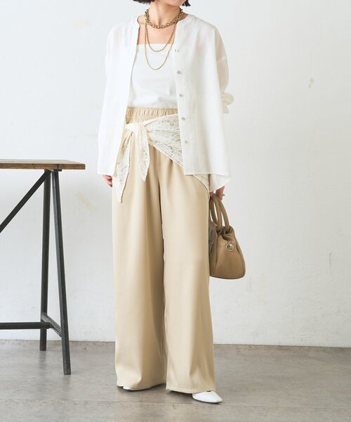 Jena espace merveilleux（ジェナ　エスパスメルヴェイユ）の「【マルチに使えるレーススカーフ付き】ワイドパンツ（その他パンツ・レディース・アイボリー/ベージュ・FREE）」の13枚目の写真