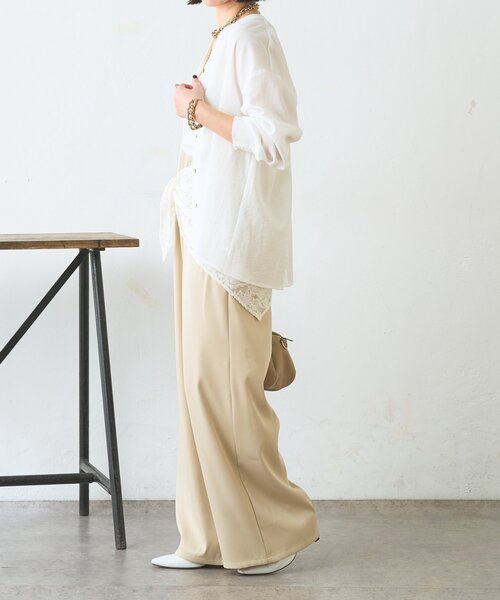 Jena espace merveilleux（ジェナ　エスパスメルヴェイユ）の「【マルチに使えるレーススカーフ付き】ワイドパンツ（その他パンツ・レディース・アイボリー/ベージュ・FREE）」の14枚目の写真