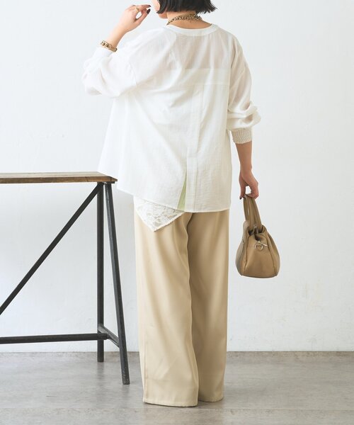 Jena espace merveilleux（ジェナ　エスパスメルヴェイユ）の「【マルチに使えるレーススカーフ付き】ワイドパンツ（その他パンツ・レディース・アイボリー/ベージュ・FREE）」の16枚目の写真