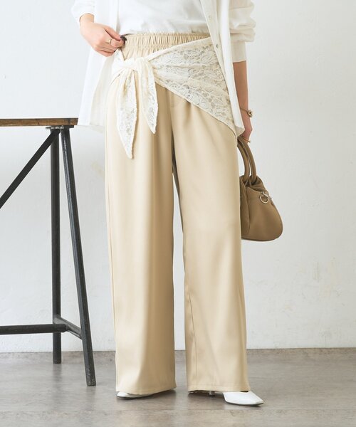 Jena espace merveilleux（ジェナ　エスパスメルヴェイユ）の「【マルチに使えるレーススカーフ付き】ワイドパンツ（その他パンツ・レディース・アイボリー/ベージュ・FREE）」の17枚目の写真