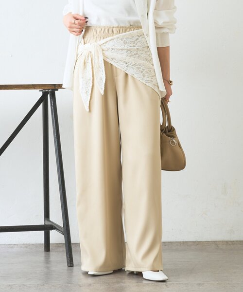 Jena espace merveilleux（ジェナ　エスパスメルヴェイユ）の「【マルチに使えるレーススカーフ付き】ワイドパンツ（その他パンツ・レディース・アイボリー/ベージュ・FREE）」の18枚目の写真