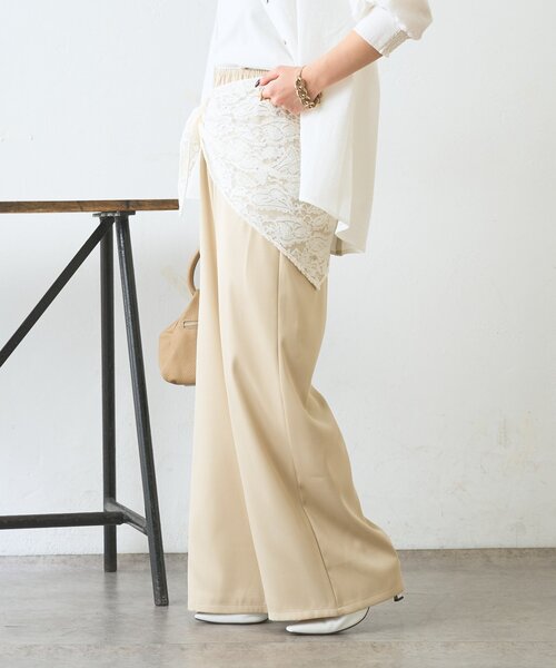 Jena espace merveilleux（ジェナ　エスパスメルヴェイユ）の「【マルチに使えるレーススカーフ付き】ワイドパンツ（その他パンツ・レディース・アイボリー/ベージュ・FREE）」の19枚目の写真