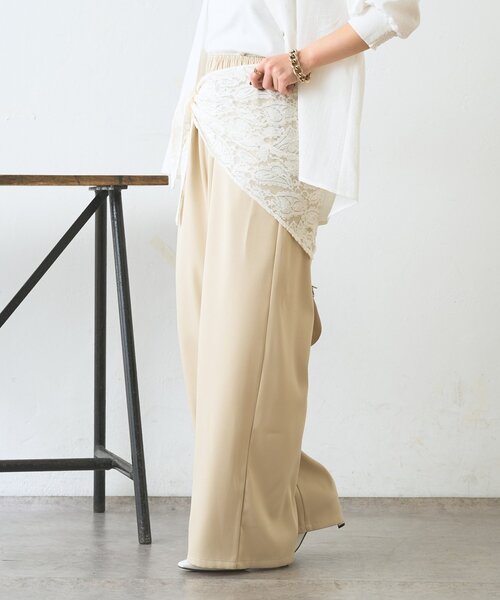 Jena espace merveilleux（ジェナ　エスパスメルヴェイユ）の「【マルチに使えるレーススカーフ付き】ワイドパンツ（その他パンツ・レディース・アイボリー/ベージュ・FREE）」の20枚目の写真