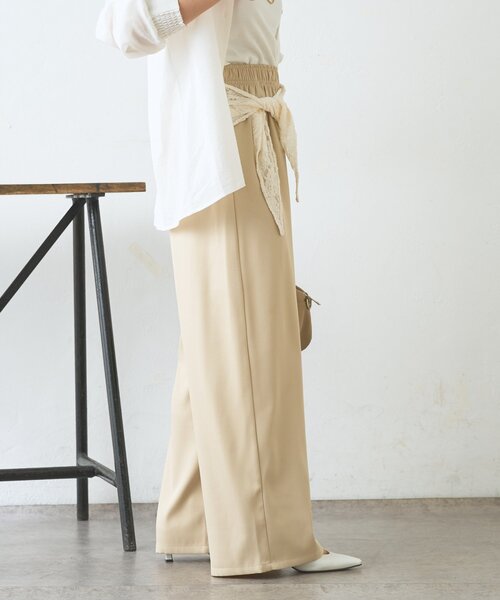Jena espace merveilleux（ジェナ　エスパスメルヴェイユ）の「【マルチに使えるレーススカーフ付き】ワイドパンツ（その他パンツ・レディース・アイボリー/ベージュ・FREE）」の22枚目の写真