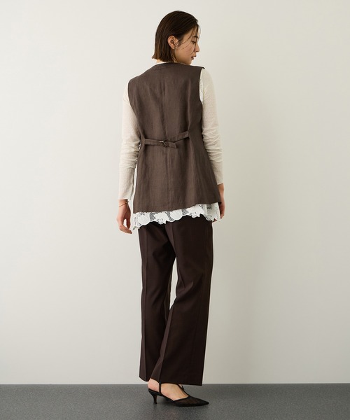 ROPE'（ロペ）の「リネン3ボタンジレ/セットアップ対応（ベスト・レディース・ブラウン系その他/ベージュ・FREE）」の5枚目の写真