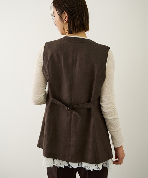 ROPE'（ロペ）の「リネン3ボタンジレ/セットアップ対応（ベスト・レディース・ブラウン系その他/ベージュ・FREE）」の7枚目の写真