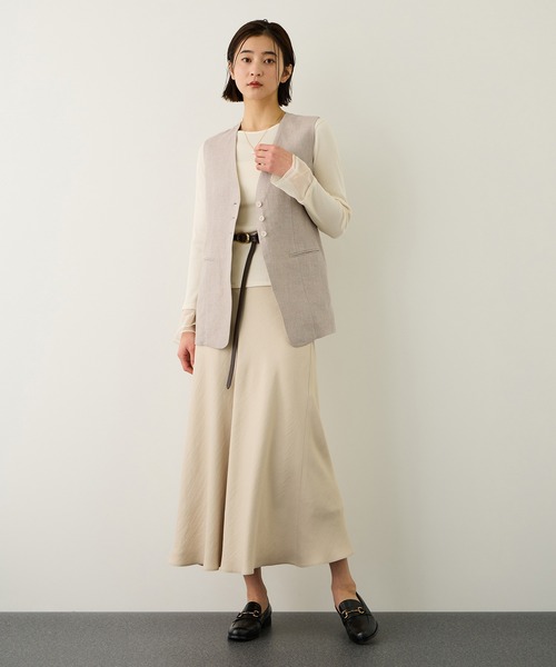 ROPE'（ロペ）の「リネン3ボタンジレ/セットアップ対応（ベスト・レディース・ブラウン系その他/ベージュ・FREE）」の8枚目の写真