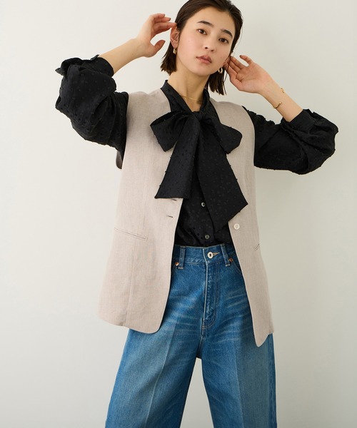 ROPE'（ロペ）の「リネン3ボタンジレ/セットアップ対応（ベスト・レディース・ブラウン系その他/ベージュ・FREE）」の11枚目の写真