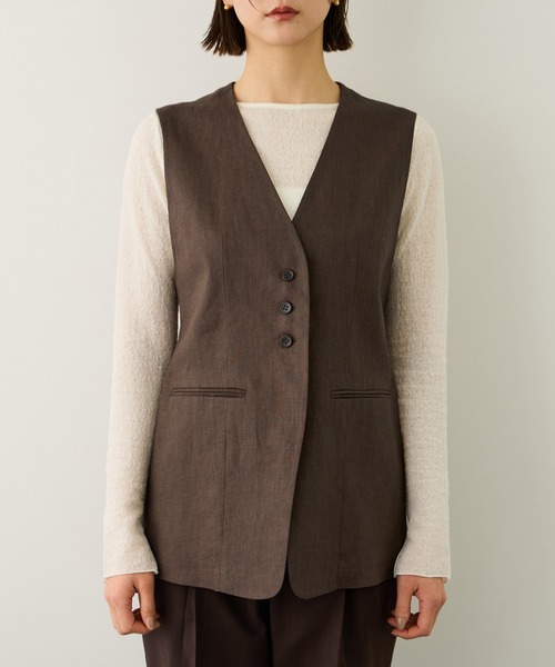 ROPE'（ロペ）の「リネン3ボタンジレ/セットアップ対応（ベスト・レディース・ブラウン系その他/ベージュ・FREE）」の16枚目の写真