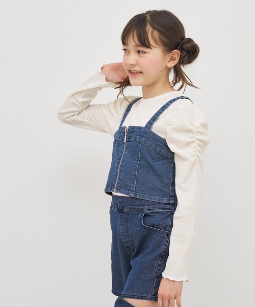 coca(coca)(コカ)の「キッズ デニムジップビスチェ(キャミソール・キッズ・ブラック/ブルー・120/130/140/150)」の4枚目の写真
