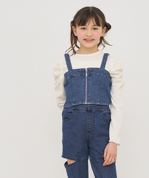 coca(coca)(コカ)の「キッズ デニムジップビスチェ(キャミソール・キッズ・ブラック/ブルー・120/130/140/150)」の6枚目の写真