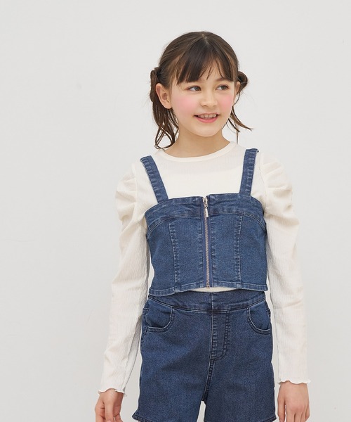 coca(coca)(コカ)の「キッズ デニムジップビスチェ(キャミソール・キッズ・ブラック/ブルー・120/130/140/150)」の8枚目の写真